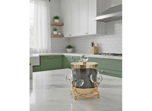 ZEYVE STONE STAND GLASS JAR 13x13x16cm.